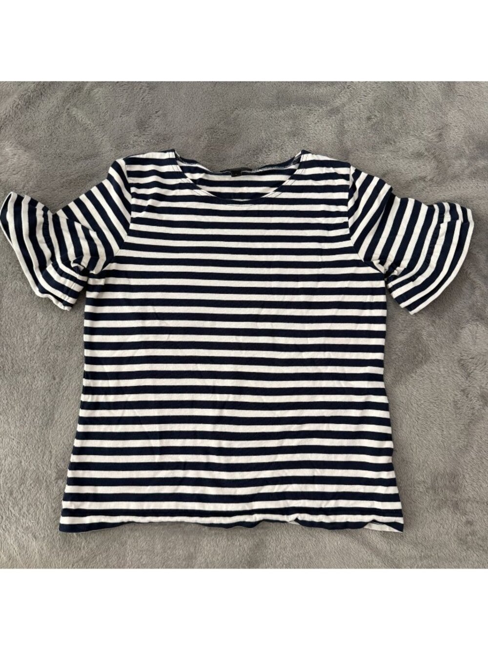 J. Crew Navy White Striped Nautical Tee Shirt Womens SMALL 100% Cotton Coastal
